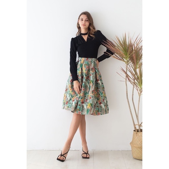 NWT Anthropologie Sunday in Brooklyn Floral Jacquard A-Line Midi Skirt S Petite - Picture 9 of 16